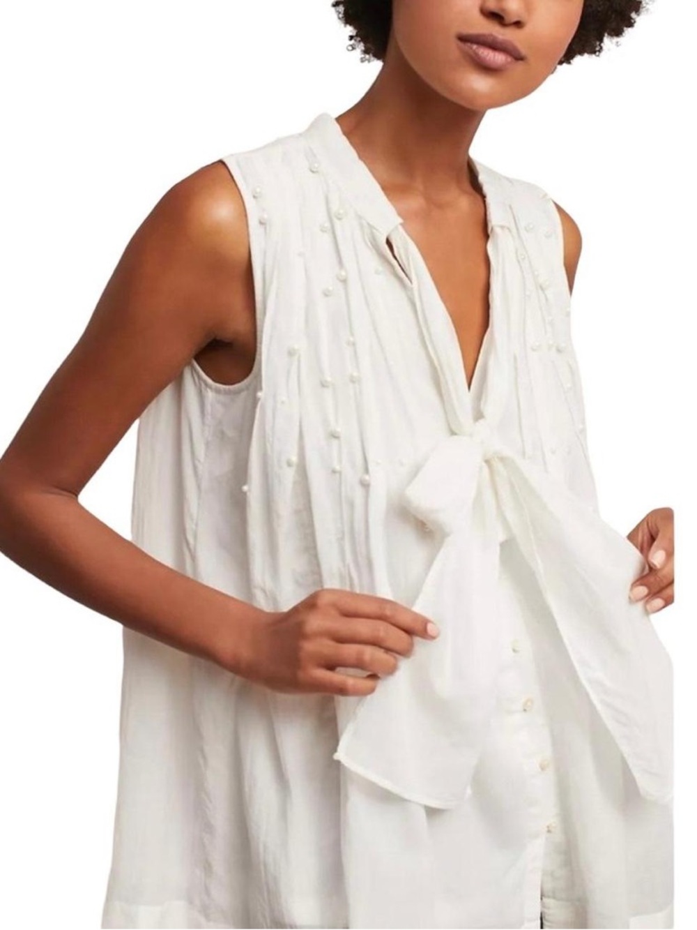 Anthropologie Feather & Bone Pearl accent blouse